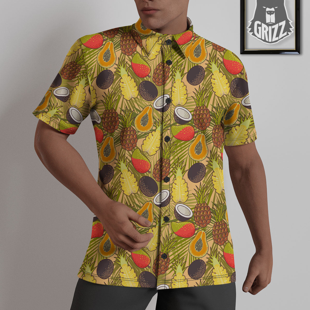Hawaiian Fruits Tropical Print Pattern Untucked Shirts-grizzshop