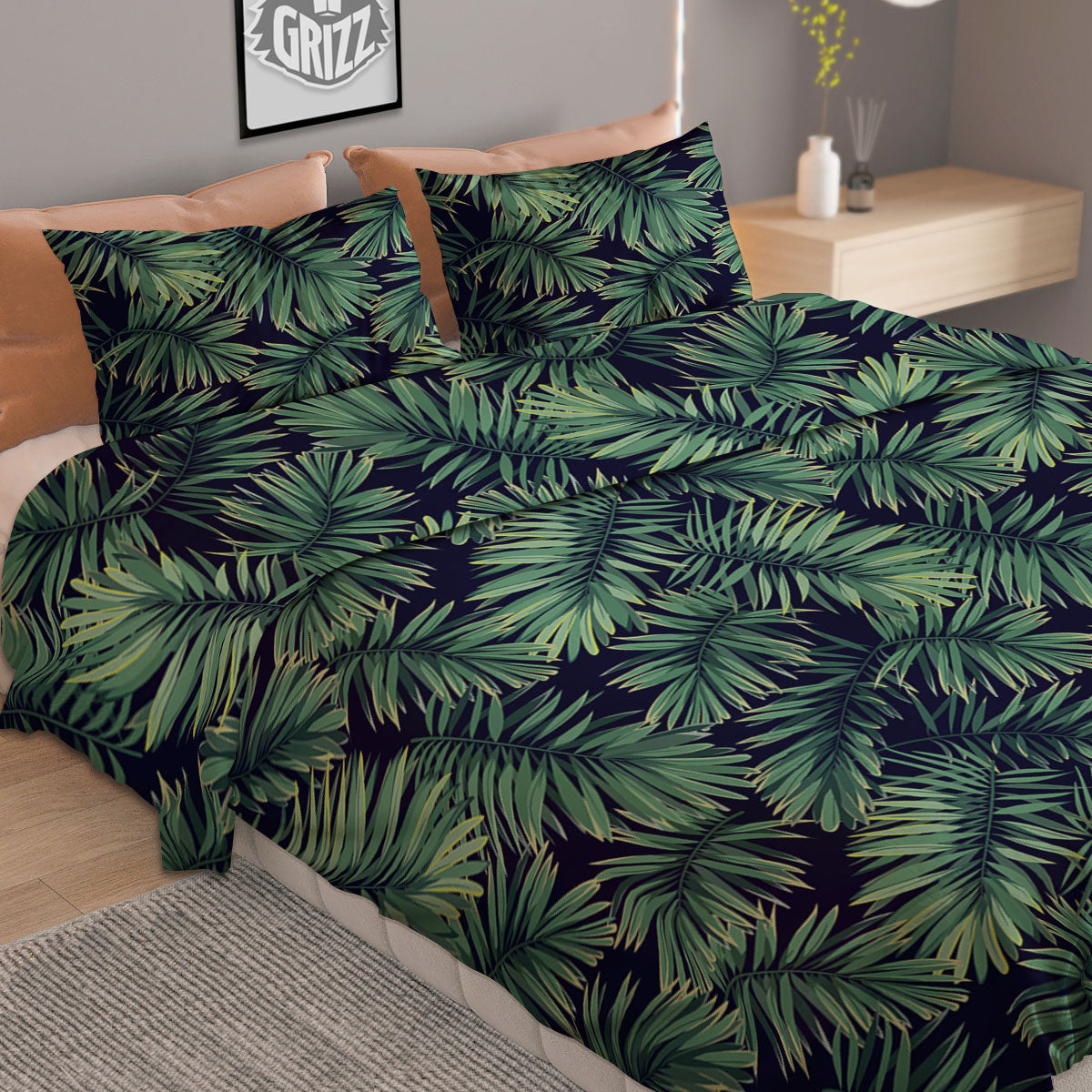 Hawaiian Leaves Tropical Print Pattern Duvet Cover Bedding Set