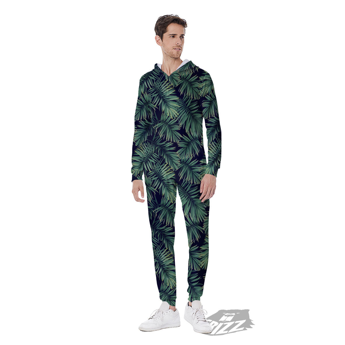 Hawaiian Leaves Tropical Print Pattern Men's Jumpsuit-grizzshop
