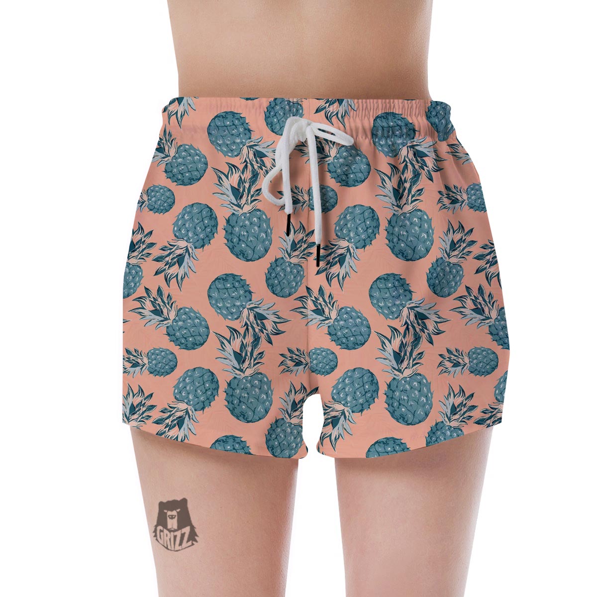 Hawaiian Neon Pineapple Print Women's Shorts-grizzshop
