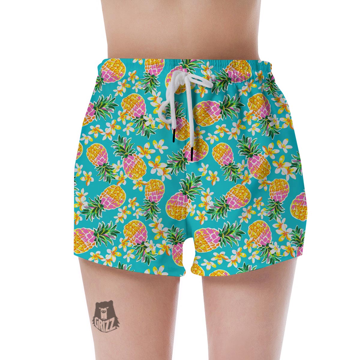 Hawaiian Pineapple Print Women's Shorts-grizzshop
