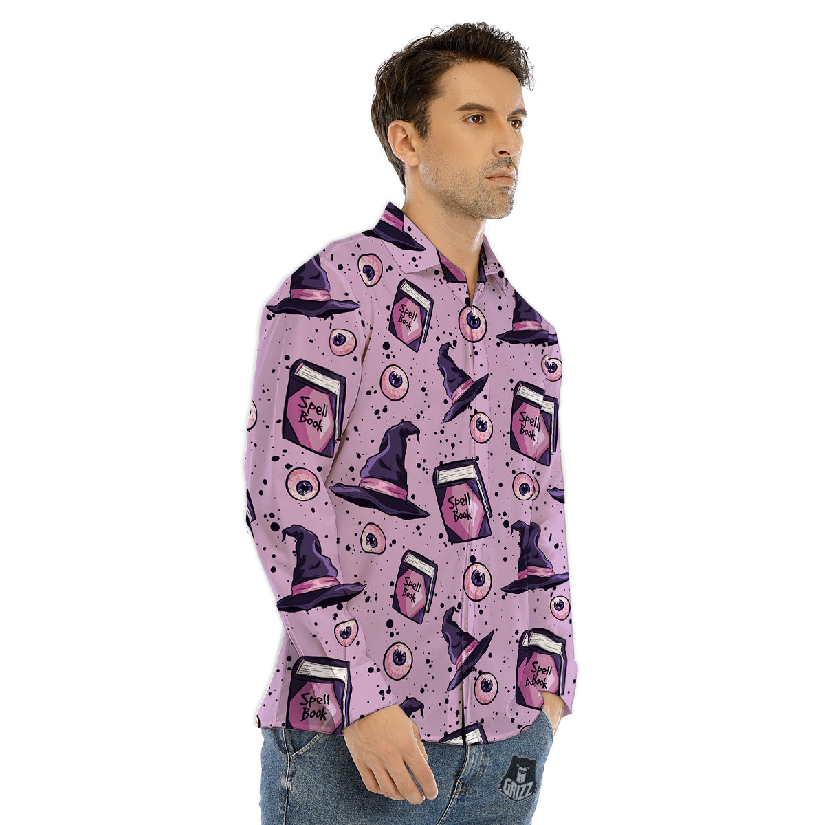 Hawaiian Pink Hibiscus Print Pattern Men's Dress Shirts-grizzshop