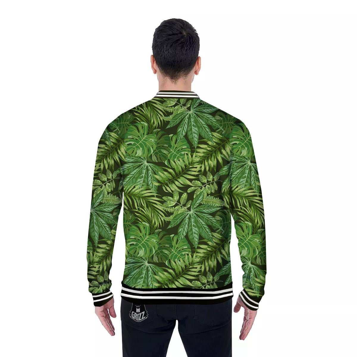 Hawaiian Summer Leaves Print Pattern Baseball Jacket-grizzshop