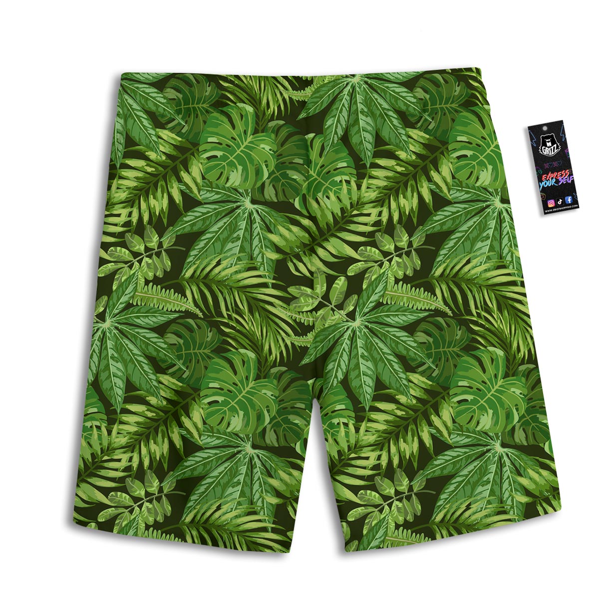 Hawaiian Summer Leaves Print Pattern Men's Athletic Shorts