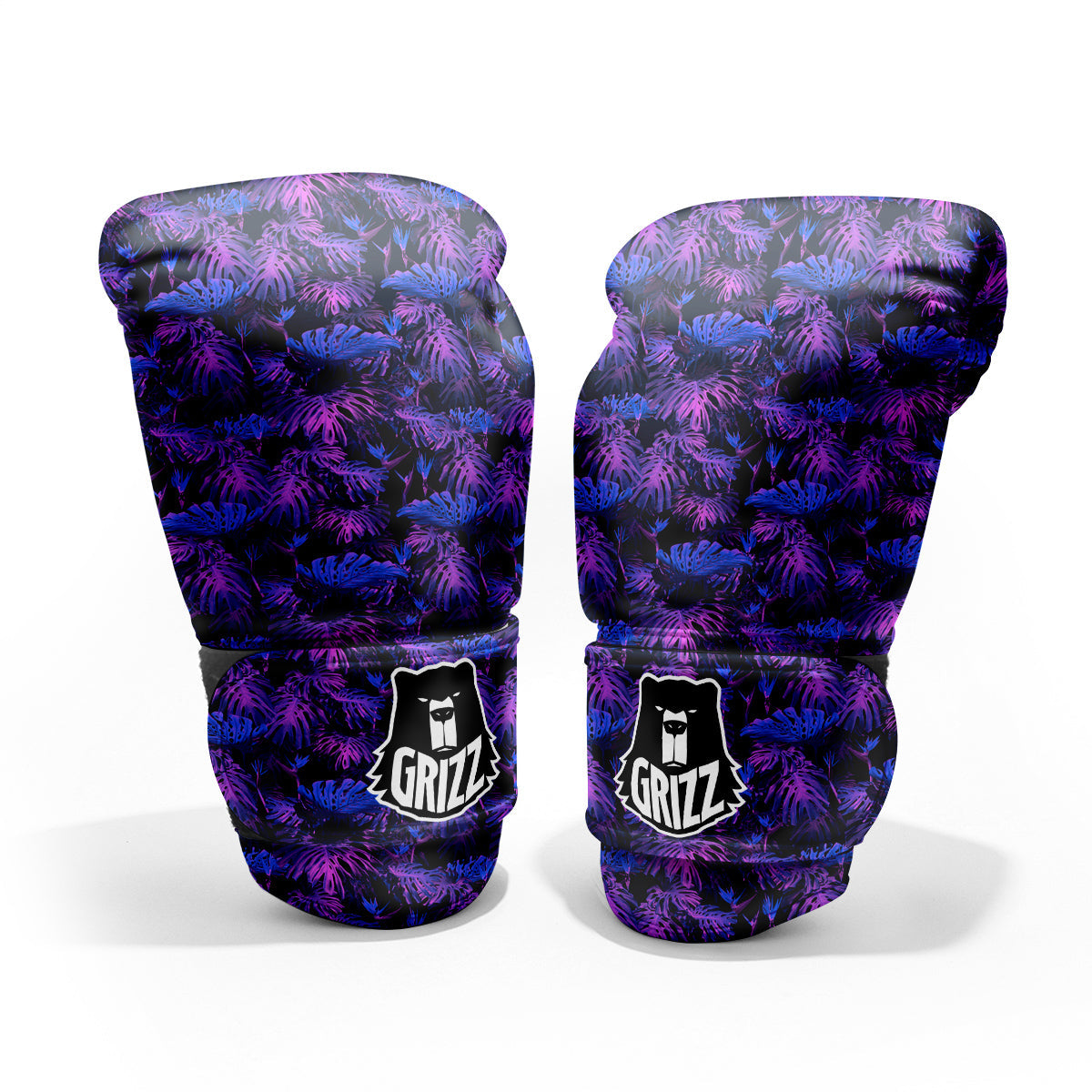 Hawaiian Tropical Dark Purple Print Pattern Sparring Gloves-grizzshop