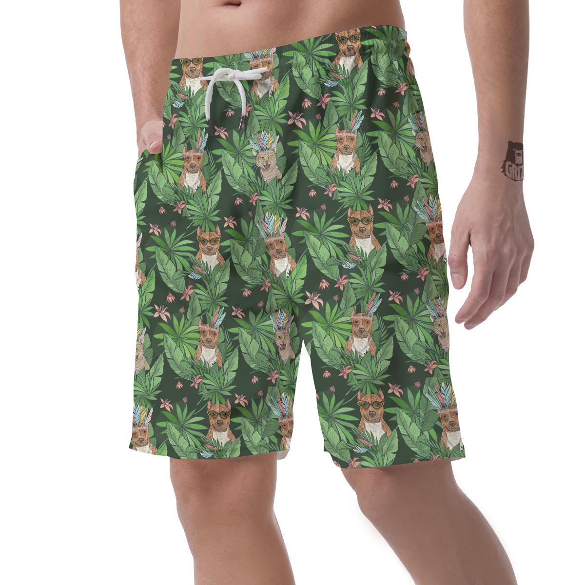 Hawaiian Tropical Pitbull Men's Shorts-grizzshop