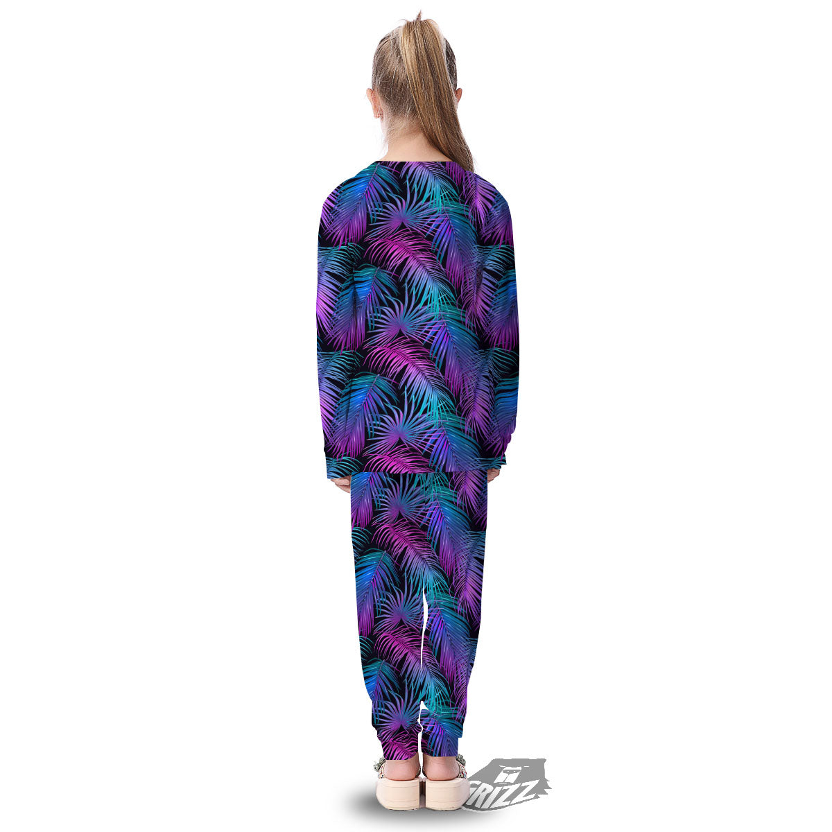 Hawaiian Tropical Purple Print Pattern Kid's Pajamas-grizzshop
