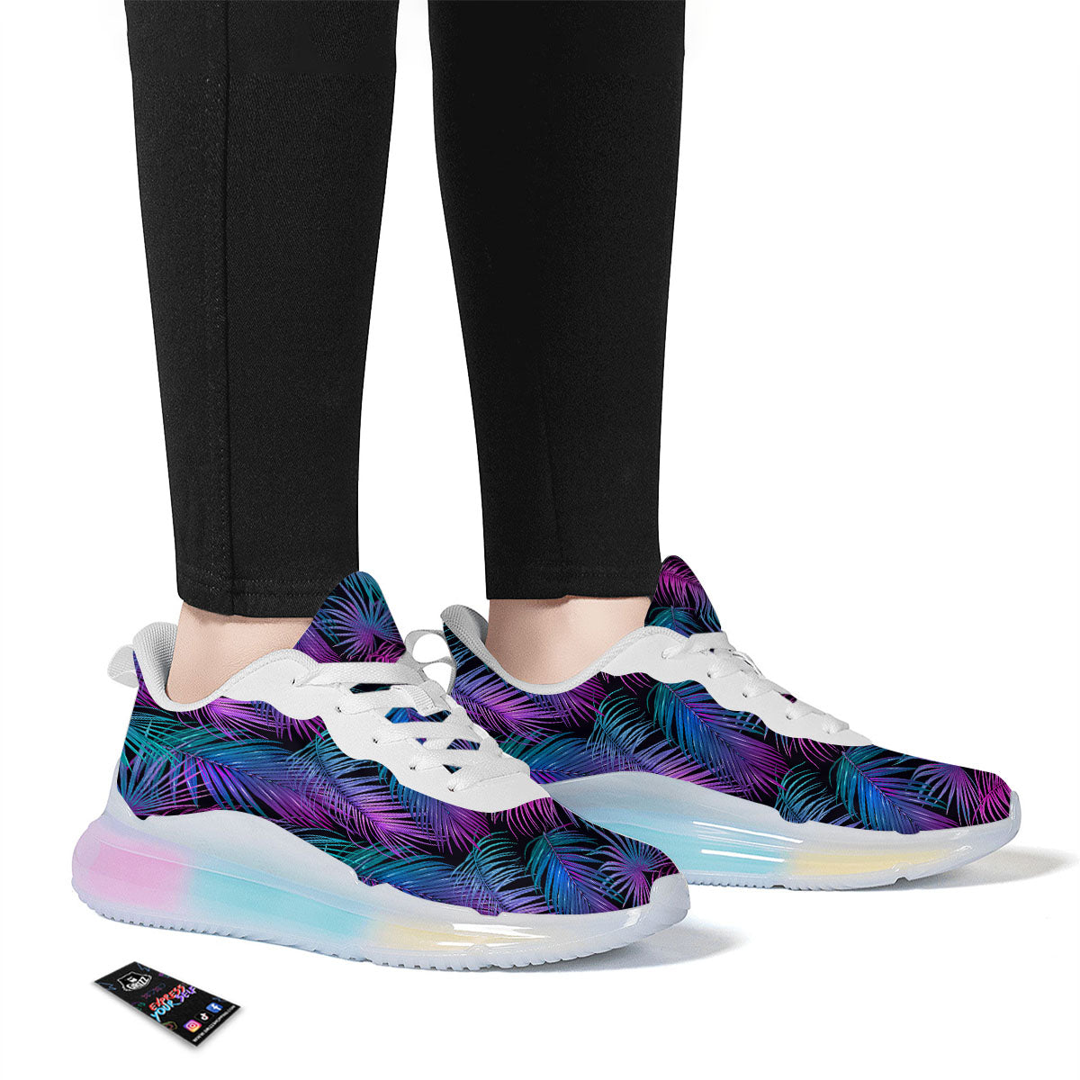 Hawaiian Tropical Purple Print Pattern Running Sneakers-grizzshop