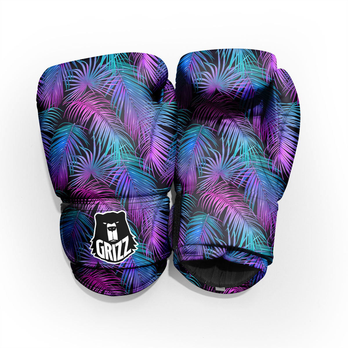Hawaiian Tropical Purple Print Pattern Sparring Gloves-grizzshop