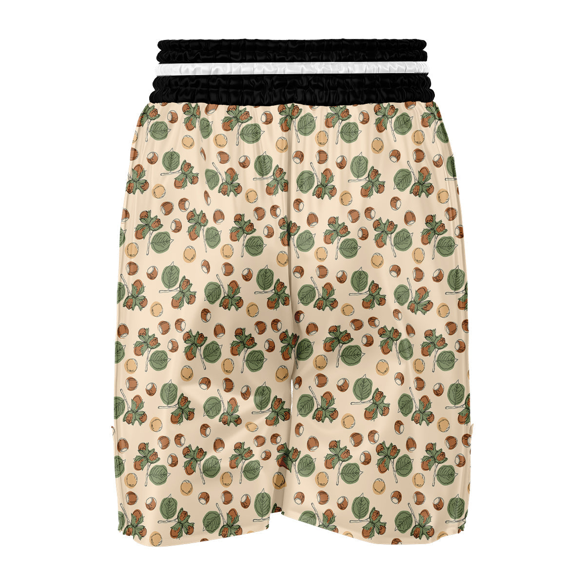 Hazelnuts And Leaf Print Pattern Boxing Shorts-grizzshop