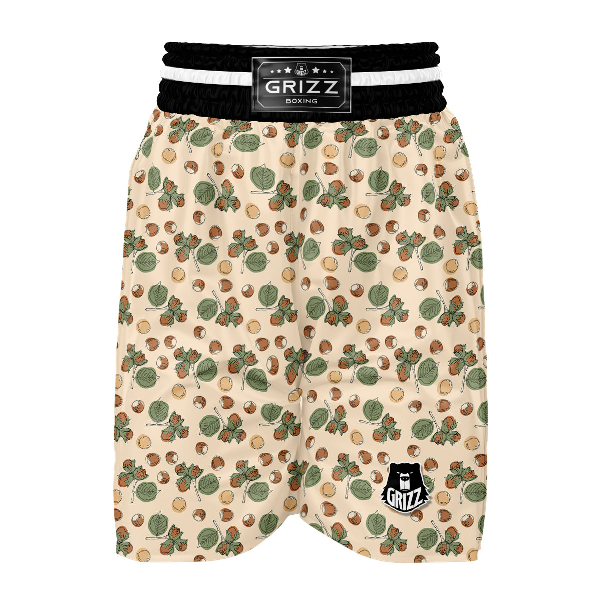 Hazelnuts And Leaf Print Pattern Boxing Shorts-grizzshop