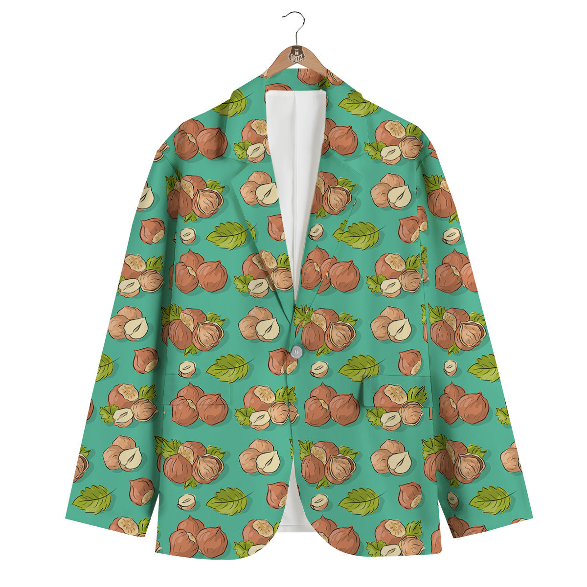 Hazelnuts Drawing Print Pattern Men's Blazer-grizzshop