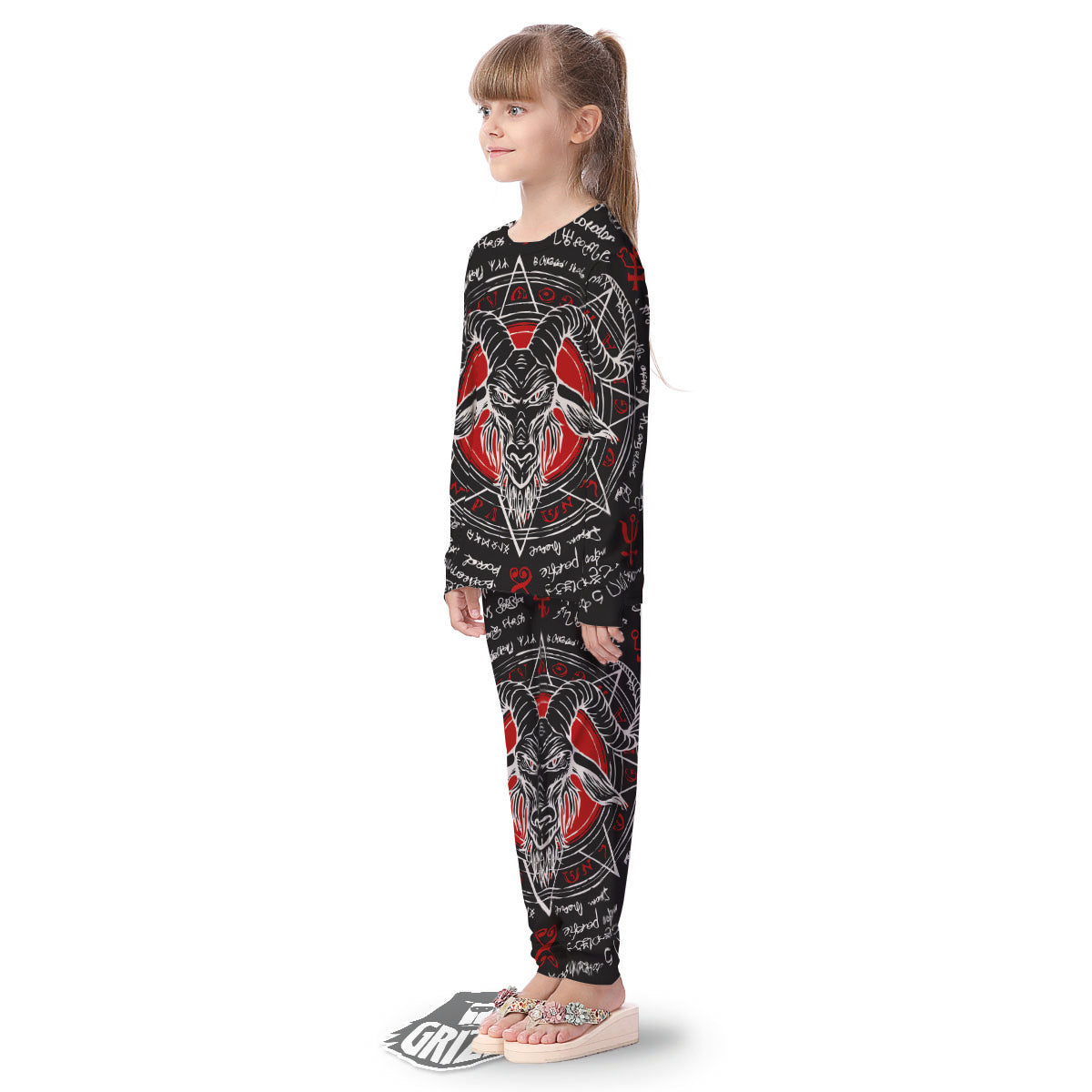 Head Of a Horned Goat Print Kid's Pajamas-grizzshop
