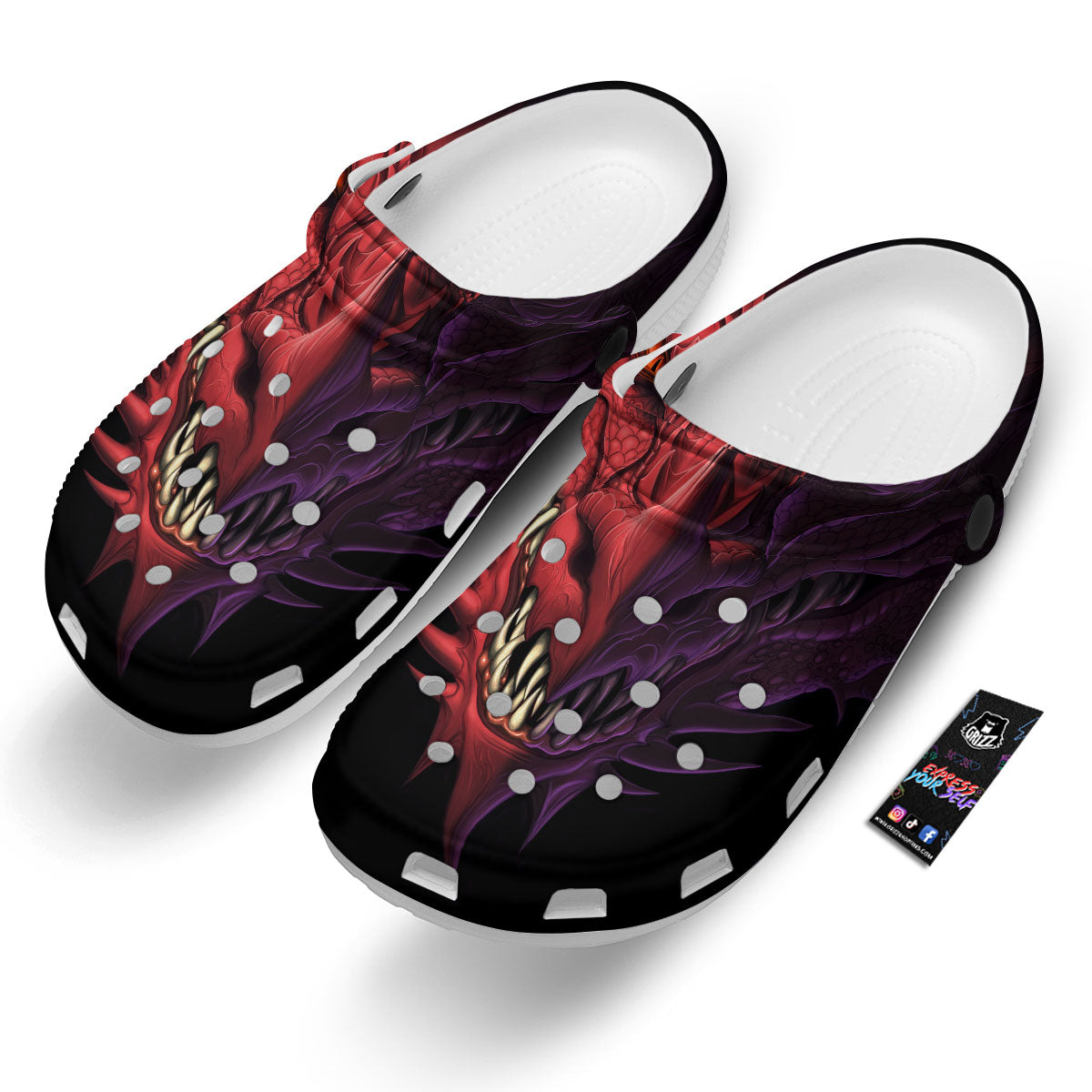 Head Red Dragon Print Clog-grizzshop