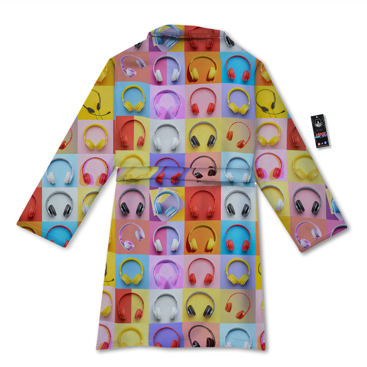 Headphones Pastel Print Pattern Bathrobe-grizzshop