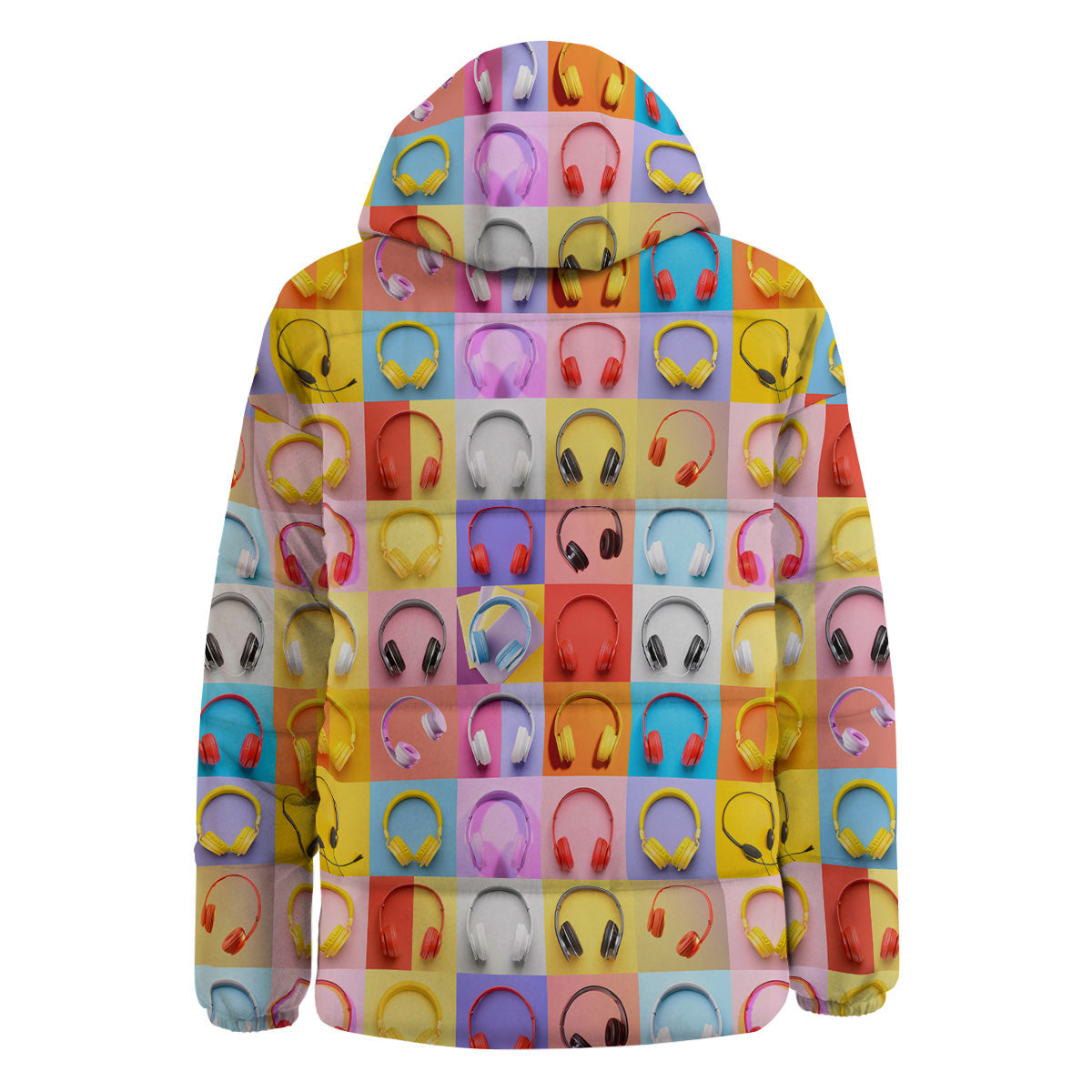 Headphones Pastel Print Pattern Down Jacket-grizzshop