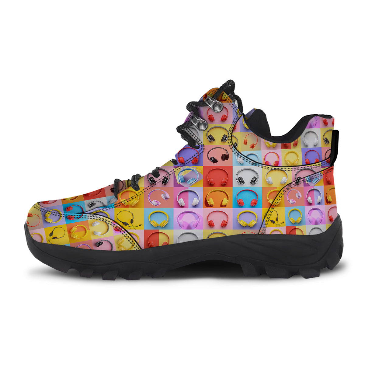 Headphones Pastel Print Pattern Hiking Shoes-grizzshop