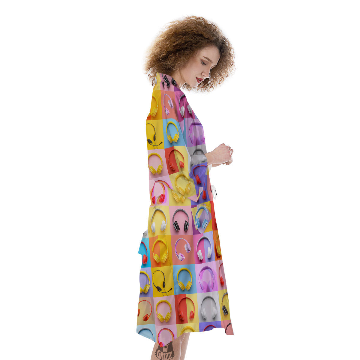 Headphones Pastel Print Pattern Kimono-grizzshop