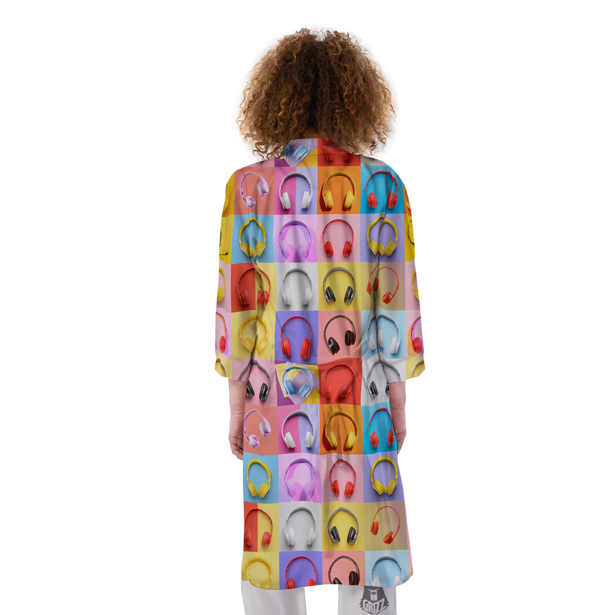 Headphones Pastel Print Pattern Kimono-grizzshop