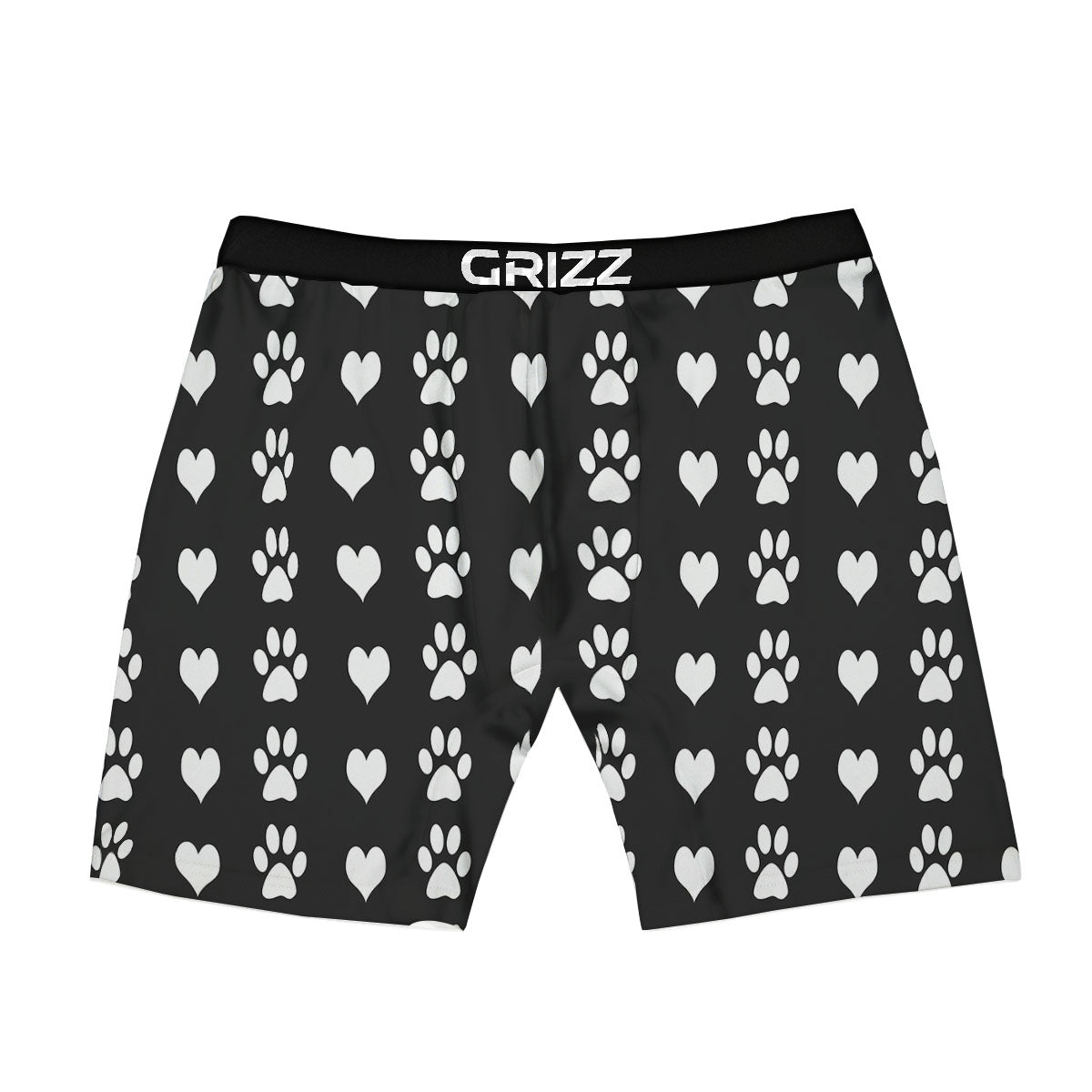 Heart And Black Paw Print Pattern Boxer Briefs-grizzshop