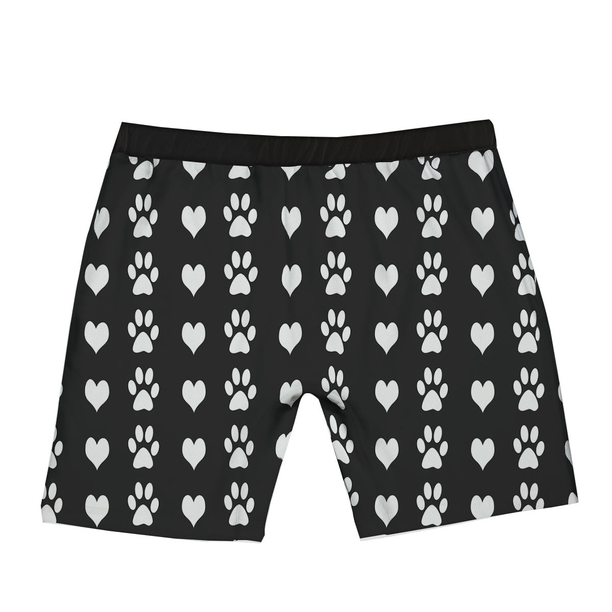 Heart And Black Paw Print Pattern Boxer Briefs-grizzshop
