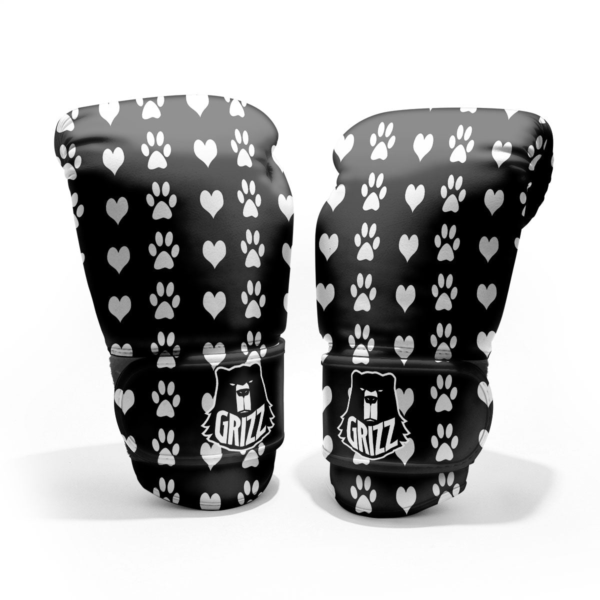 Heart And Black Paw Print Pattern Pro Boxing Glove