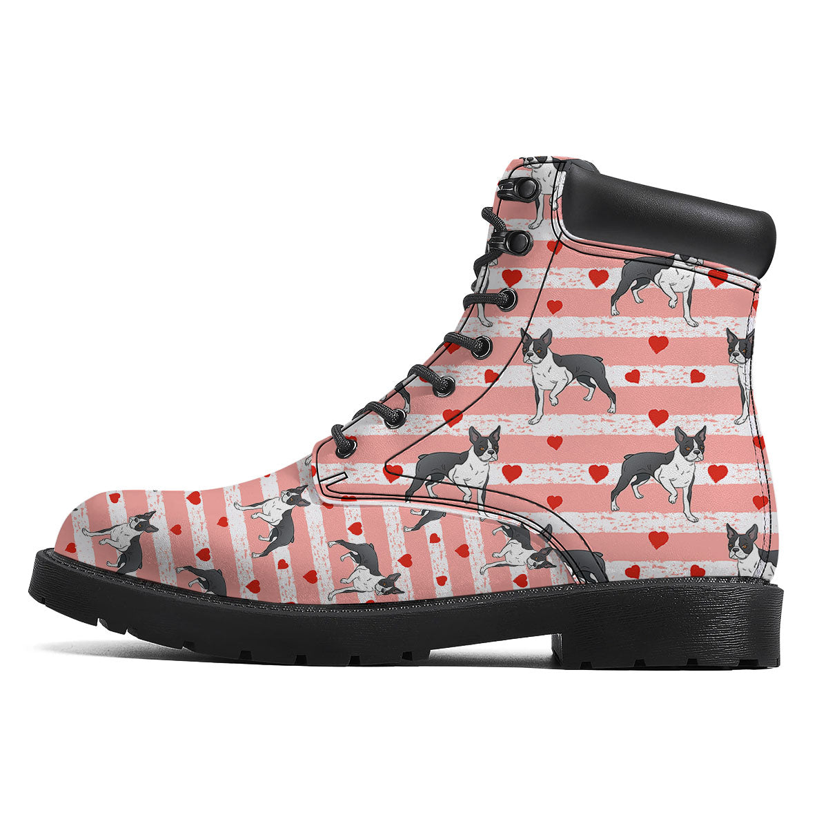 Heart And Boston Terrier Print Pattern Boots-grizzshop