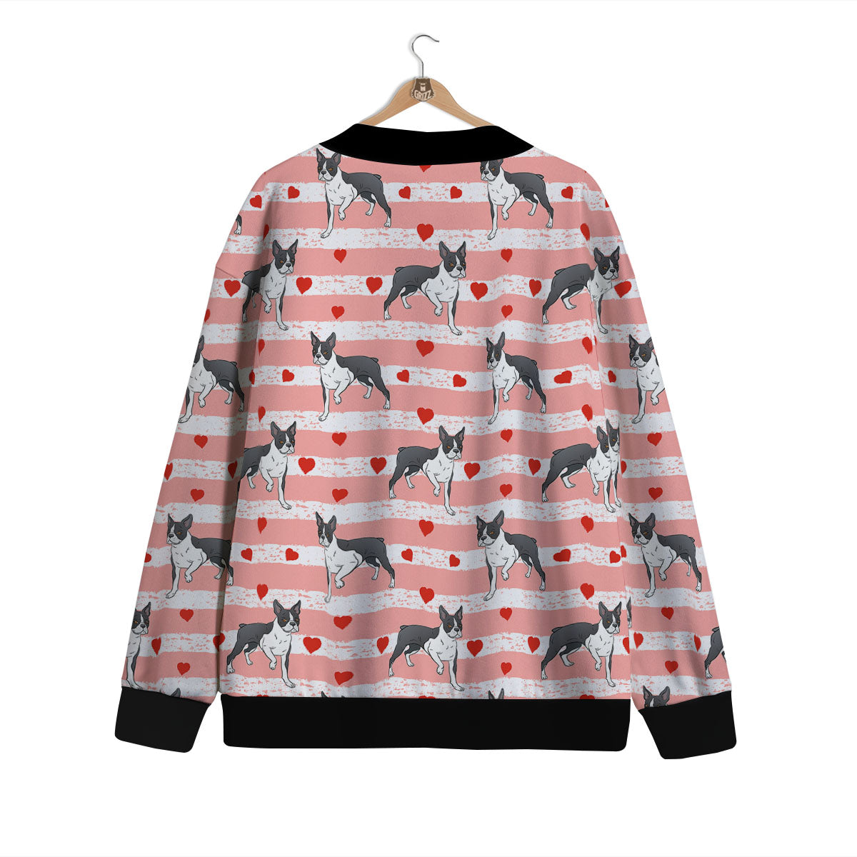 Heart And Boston Terrier Print Pattern Cardigan-grizzshop