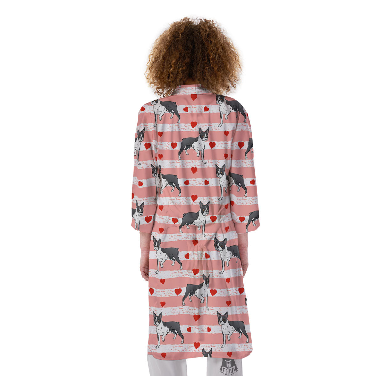Heart And Boston Terrier Print Pattern Kimono-grizzshop