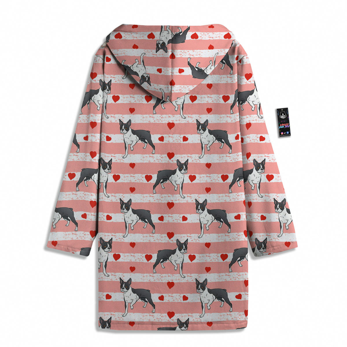 Heart And Boston Terrier Print Pattern Men's Windbreaker Jacket-grizzshop