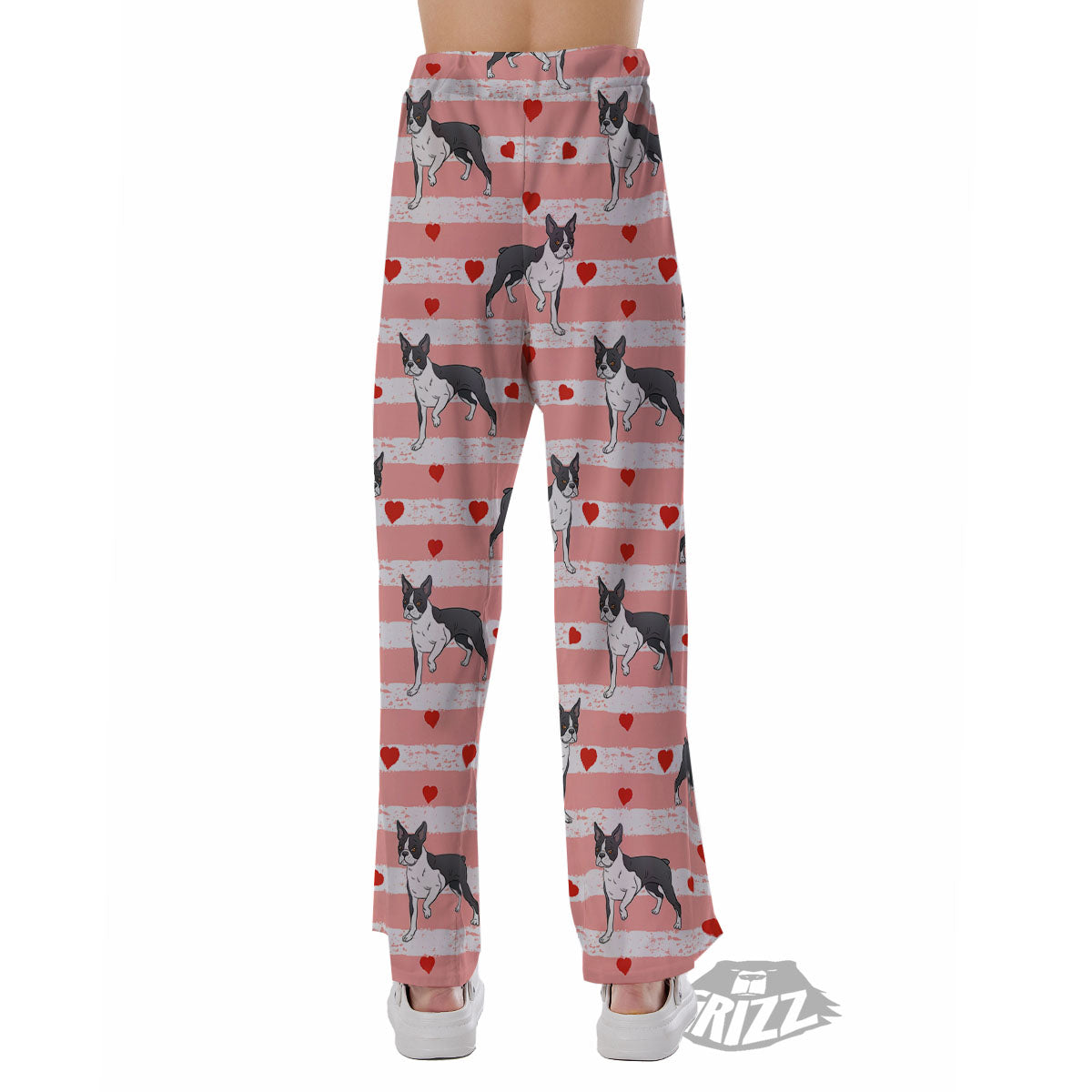 Heart And Boston Terrier Print Pattern Pajama Pants-grizzshop