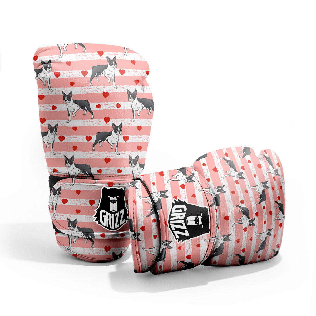 Heart And Boston Terrier Print Pattern Pro Boxing Glove