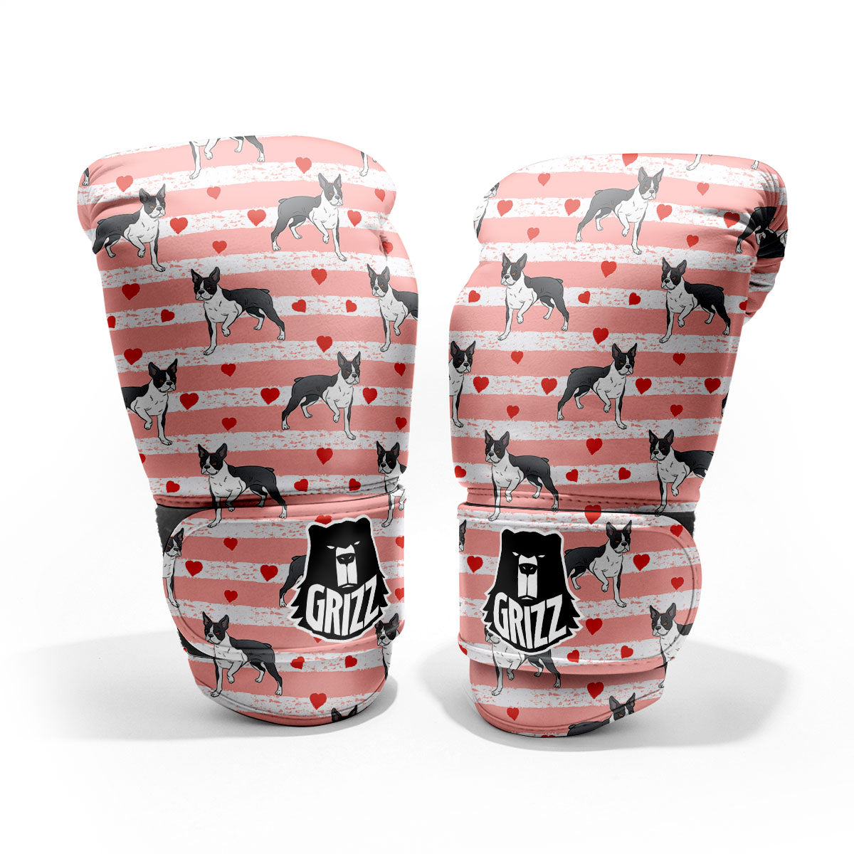 Heart And Boston Terrier Print Pattern Pro Boxing Glove