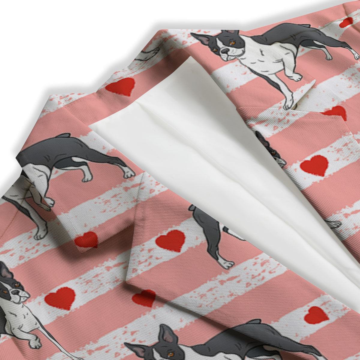 Heart And Boston Terrier Print Pattern Women's Blazer-grizzshop