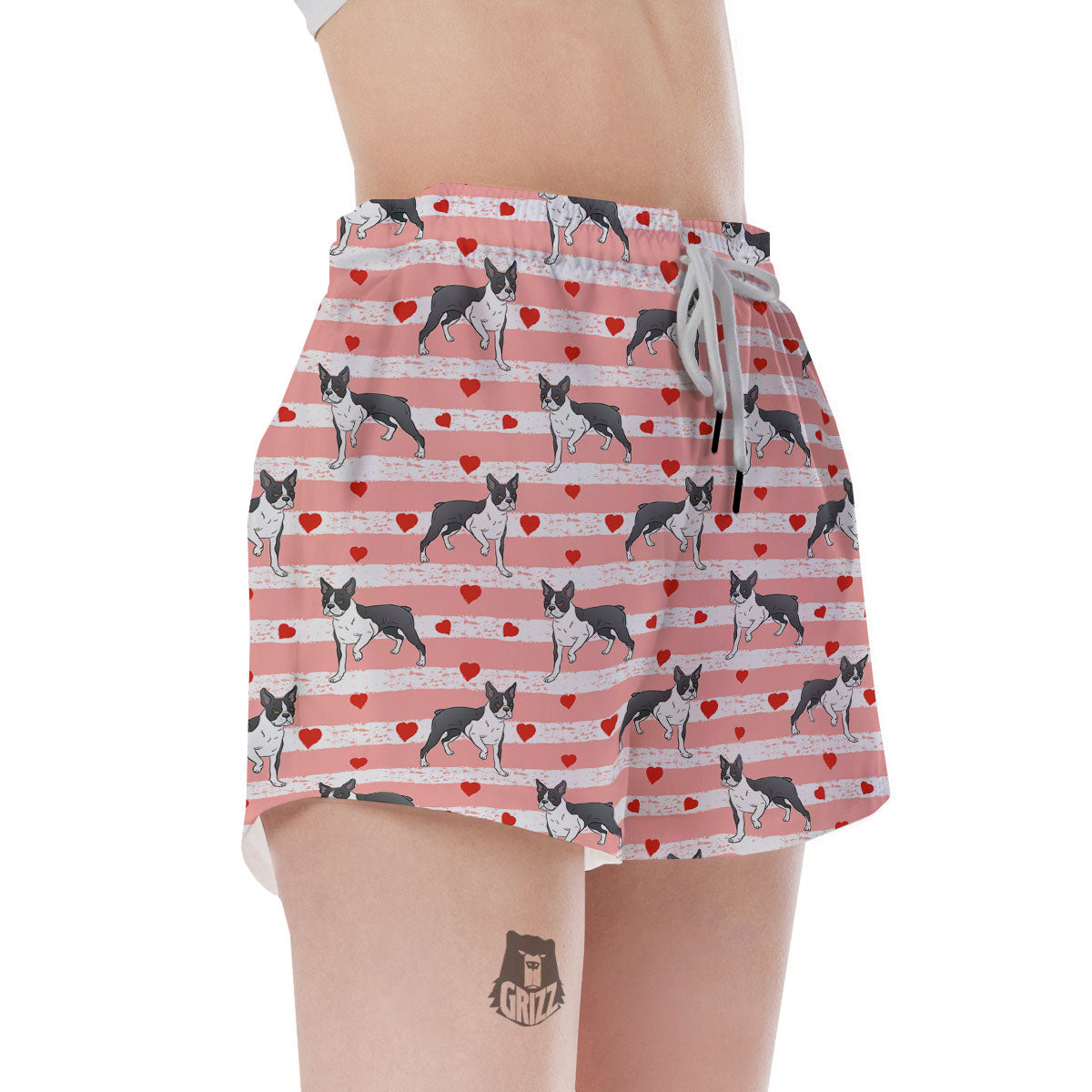 Heart And Boston Terrier Print Pattern Women's Shorts-grizzshop