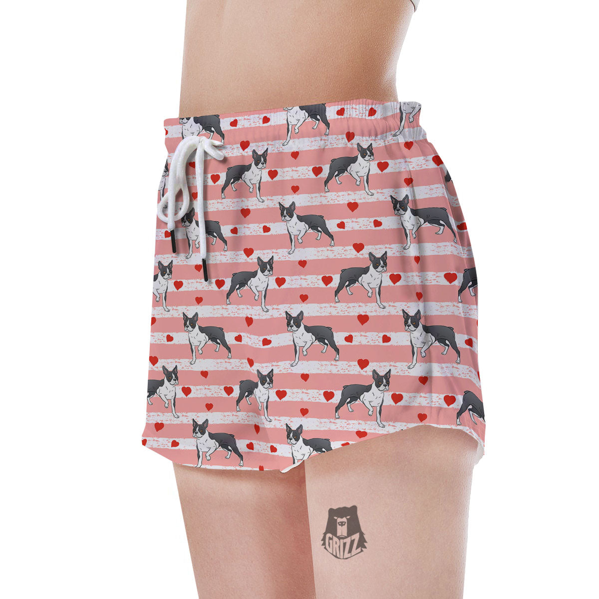 Heart And Boston Terrier Print Pattern Women's Shorts-grizzshop