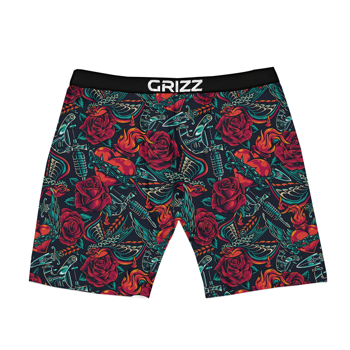 Heart And Rose Print Pattern Boxer Briefs-grizzshop