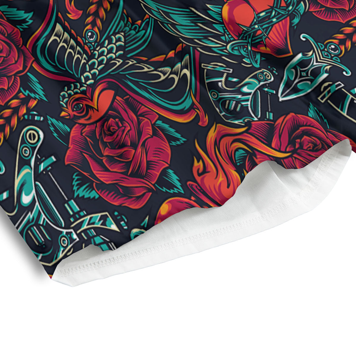 Heart And Rose Print Pattern Men's Athletic Shorts
