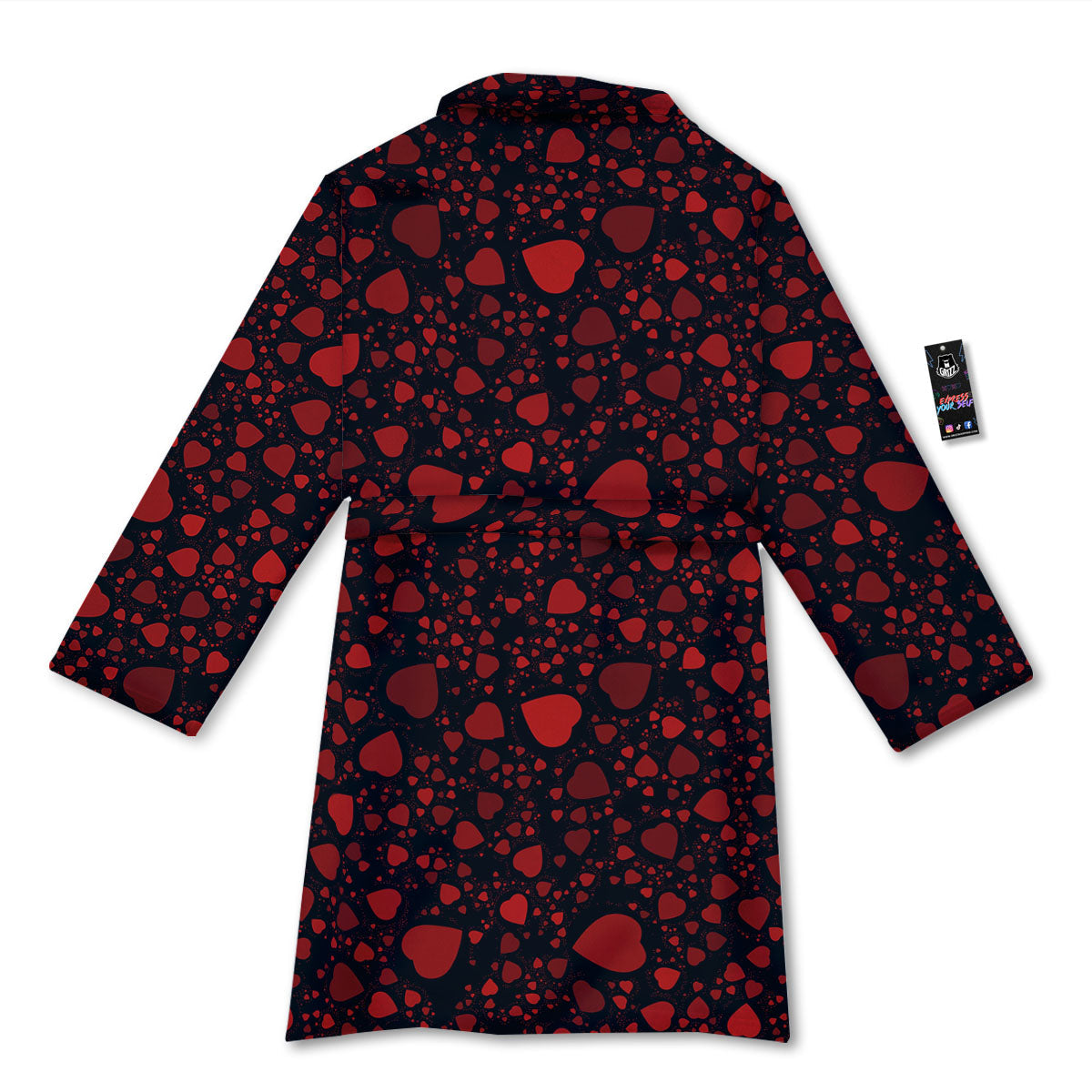 Heart Black And Red Print Pattern Bathrobe-grizzshop