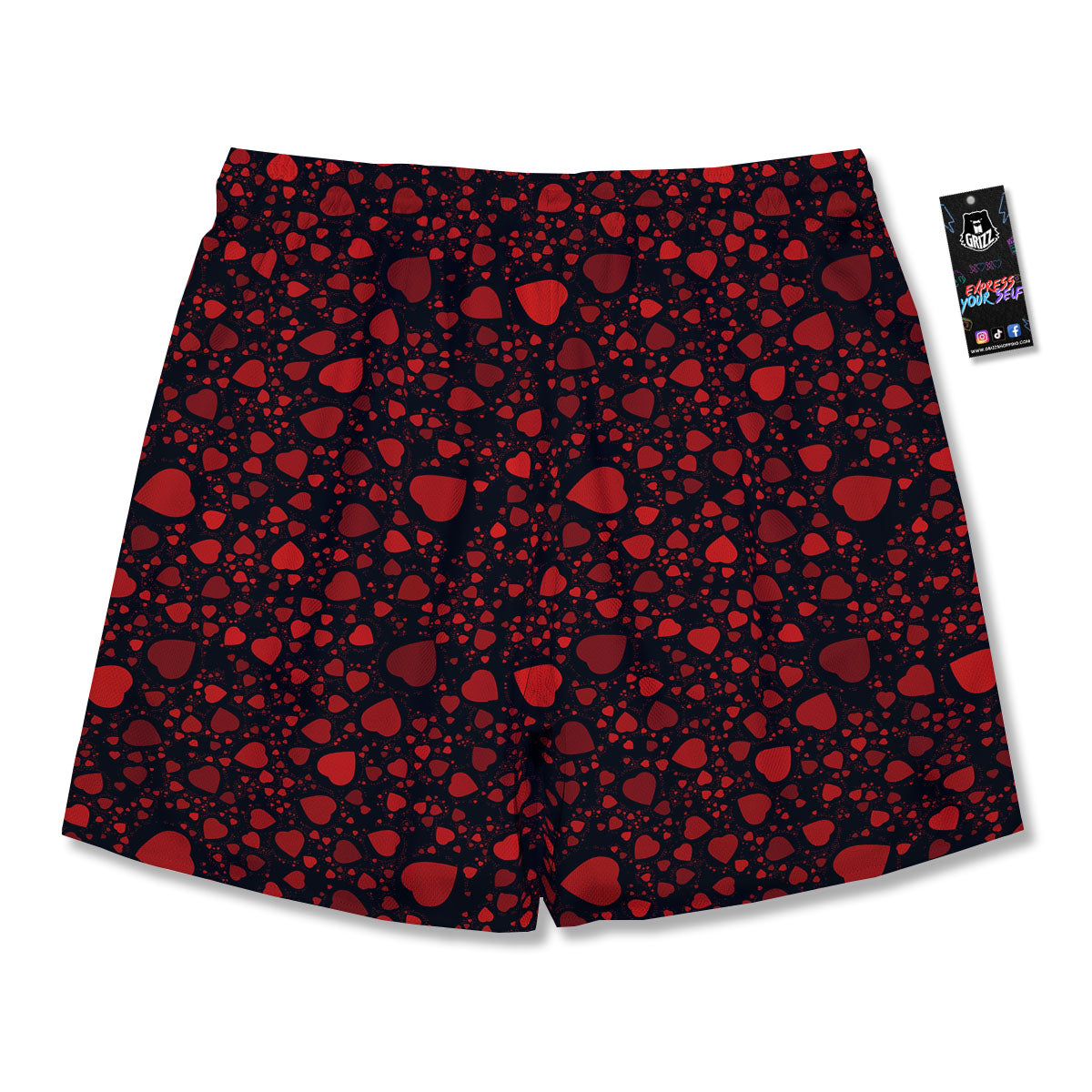 Heart Black And Red Print Pattern Men's Running Shorts-grizzshop