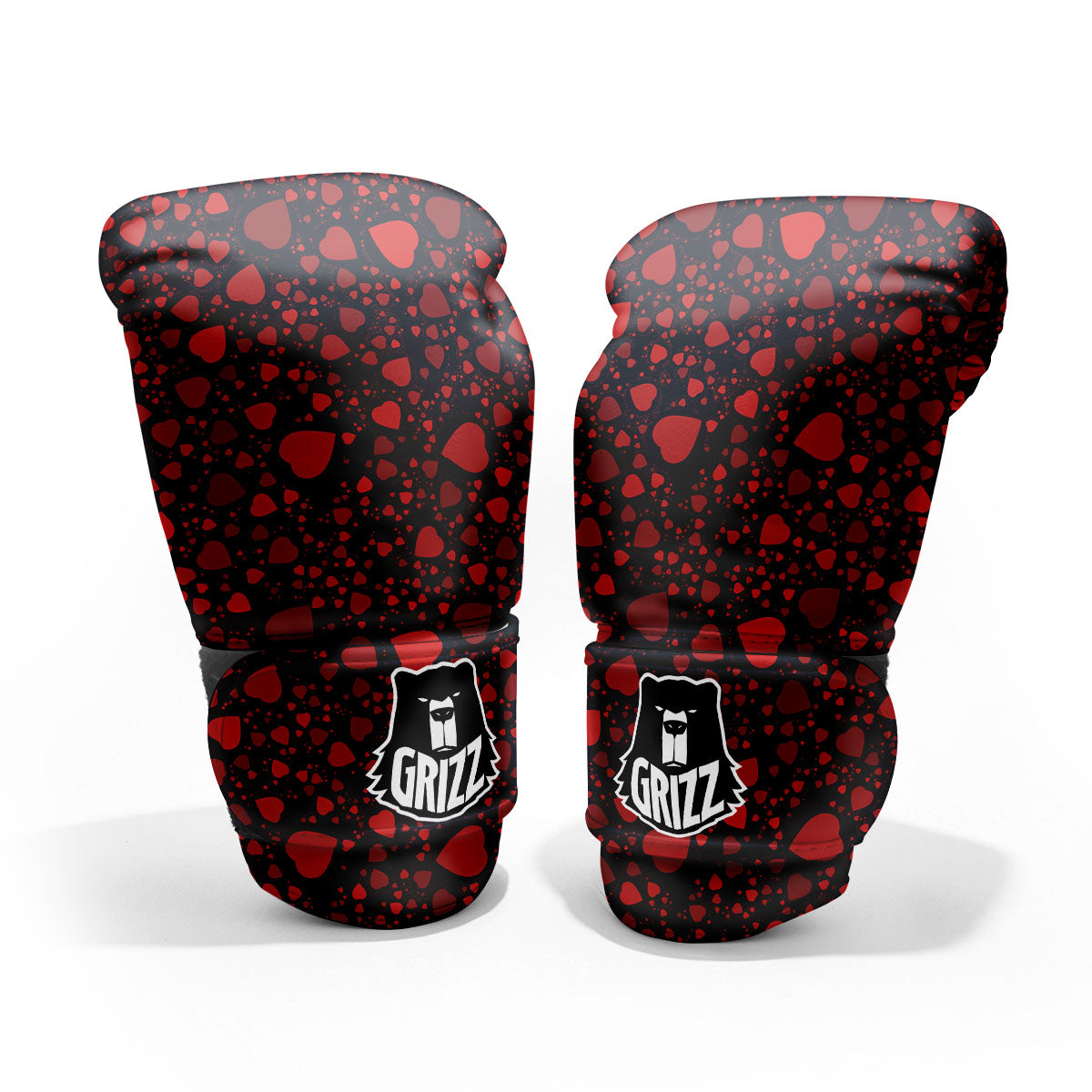 Heart Black And Red Print Pattern Pro Boxing Glove