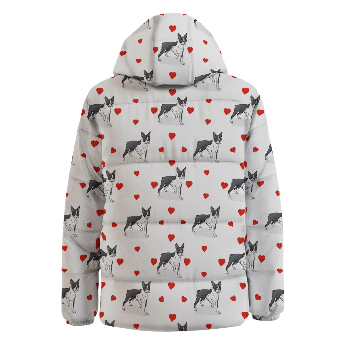 Heart Bull Terrier Print Pattern Down Jacket-grizzshop