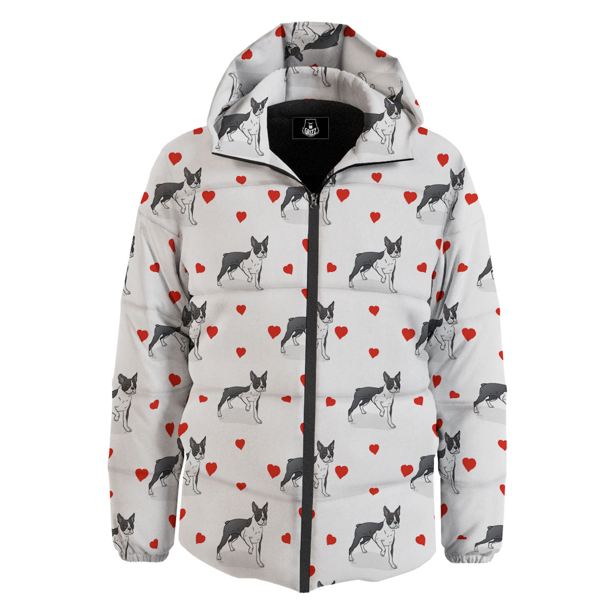 Heart Bull Terrier Print Pattern Down Jacket-grizzshop