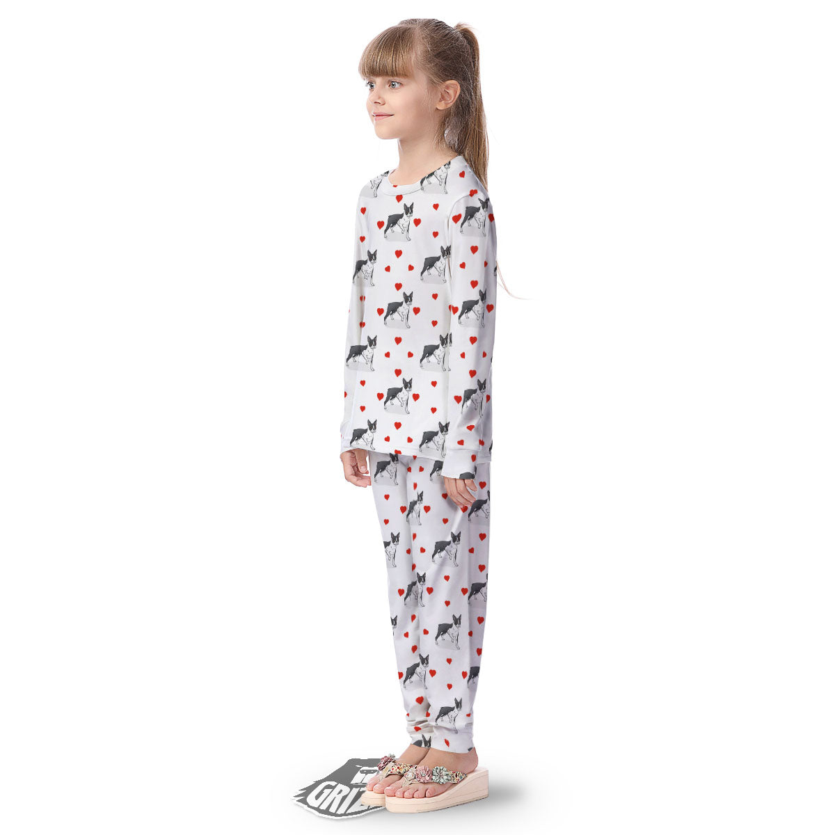 Heart Bull Terrier Print Pattern Kid's Pajamas-grizzshop
