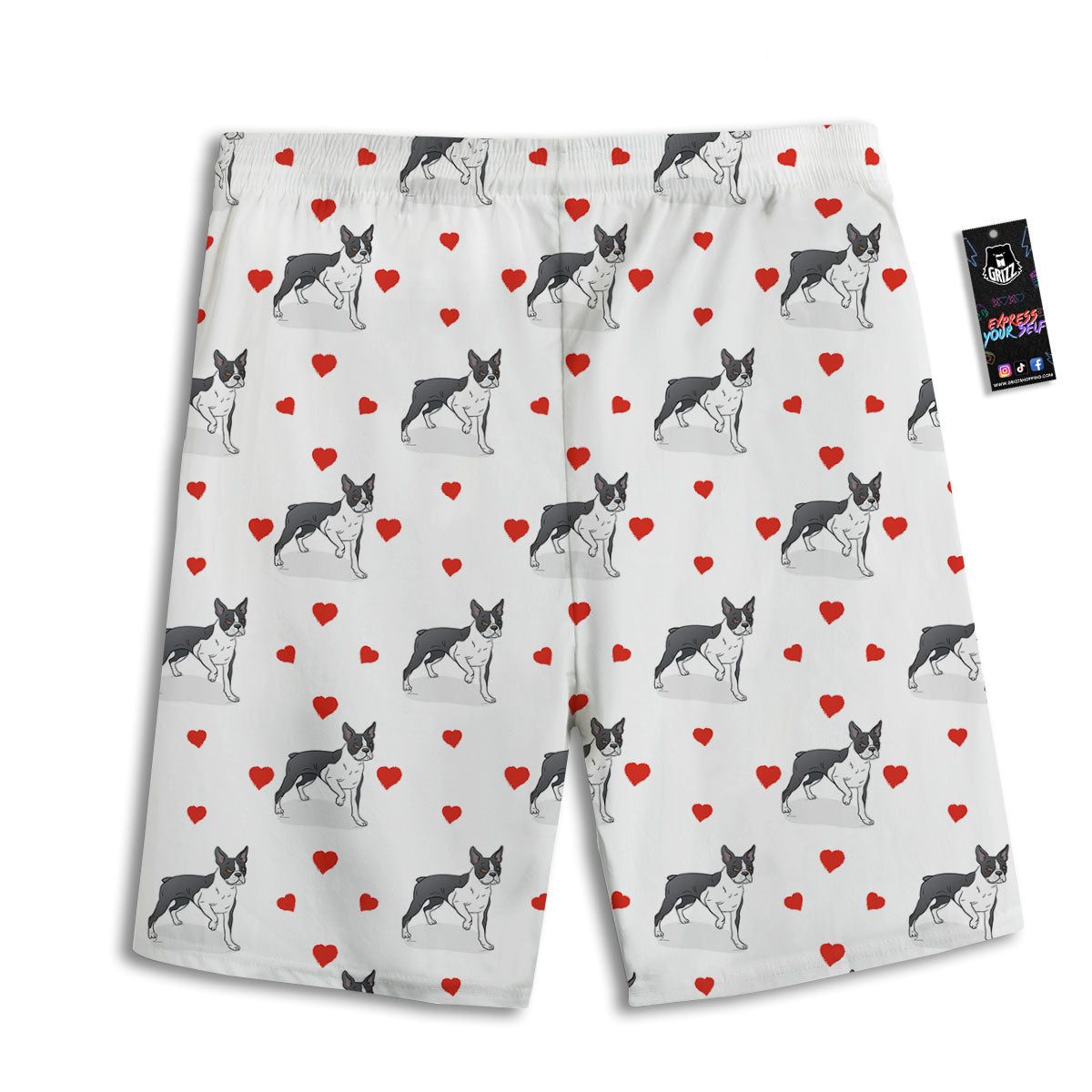 Heart Bull Terrier Print Pattern Men's Athletic Shorts