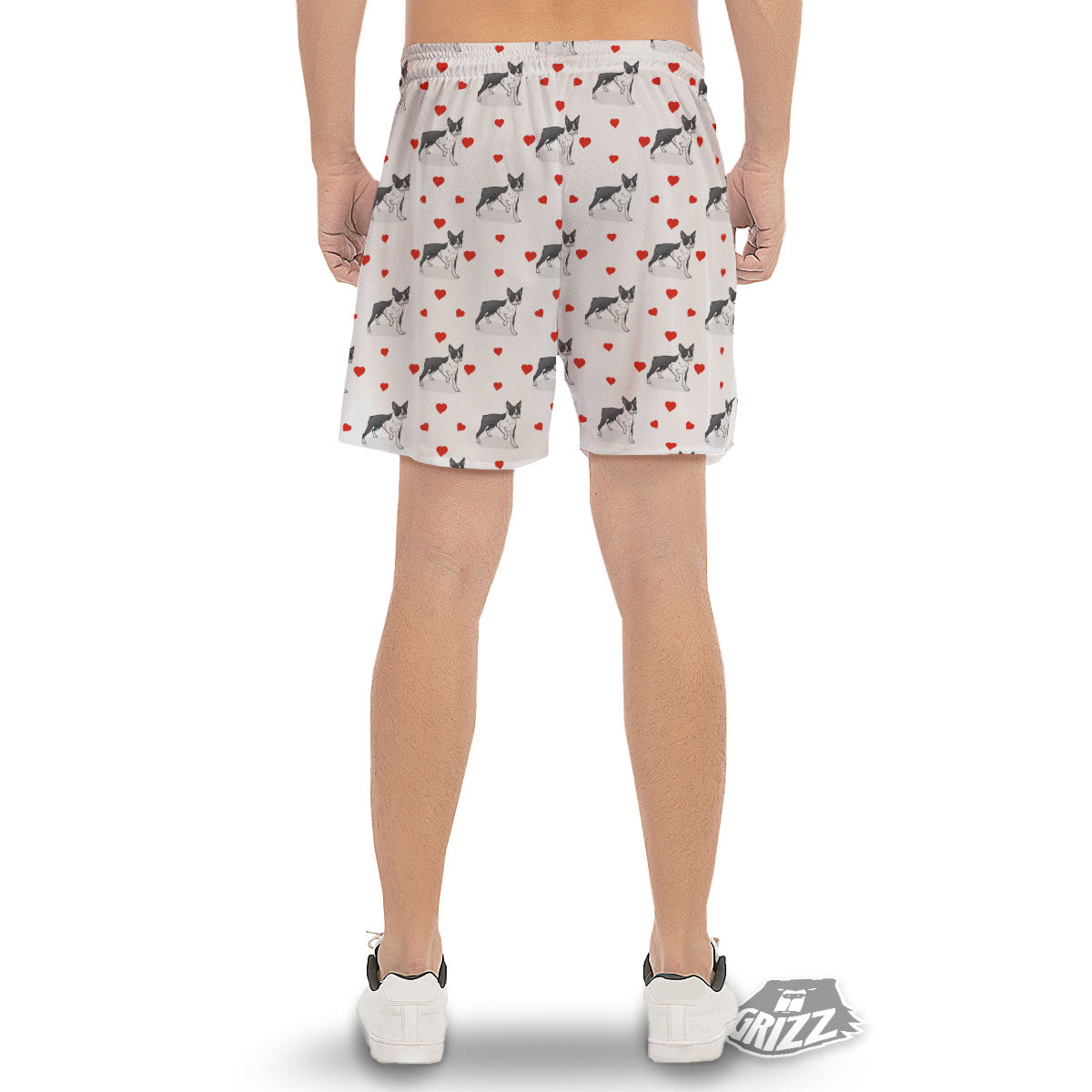 Heart Bull Terrier Print Pattern Men's Gym Shorts-grizzshop