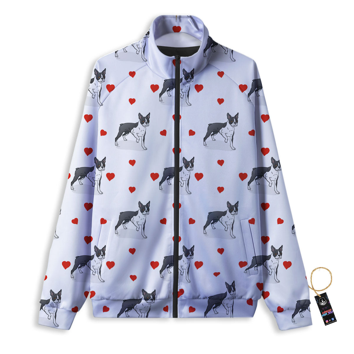Heart Bull Terrier Print Pattern Track Jacket-grizzshop