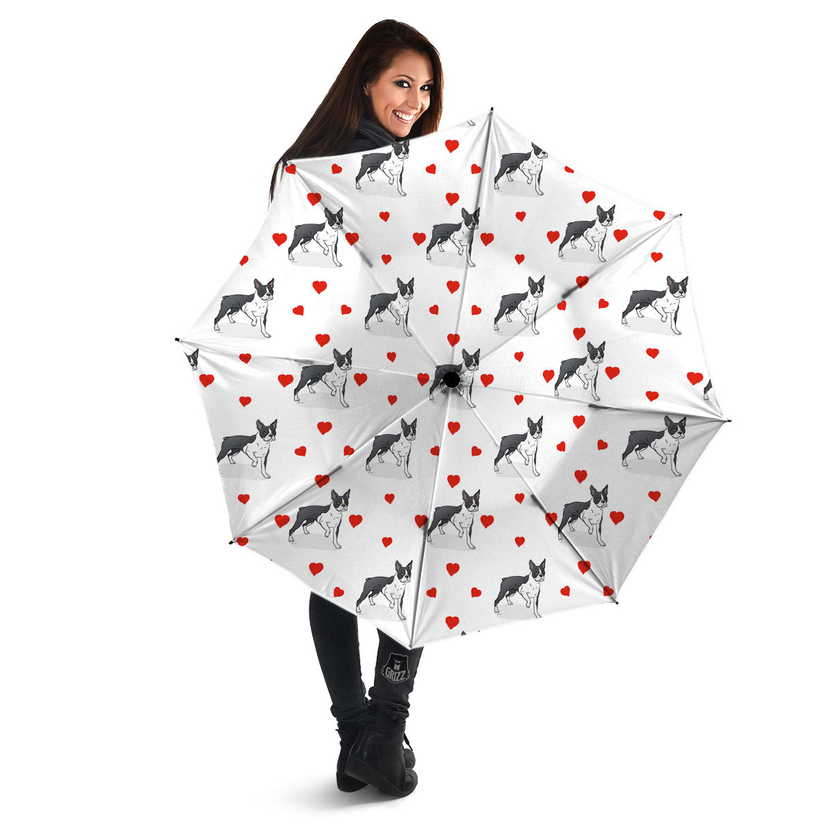 Heart Bull Terrier Print Pattern Umbrella-grizzshop