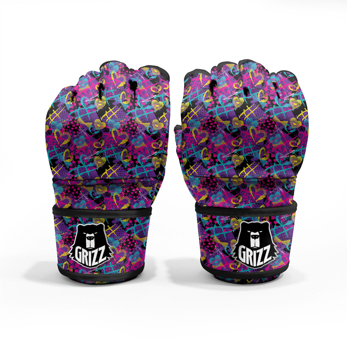 Heart Graffiti Print Pattern MMA Gloves-grizzshop