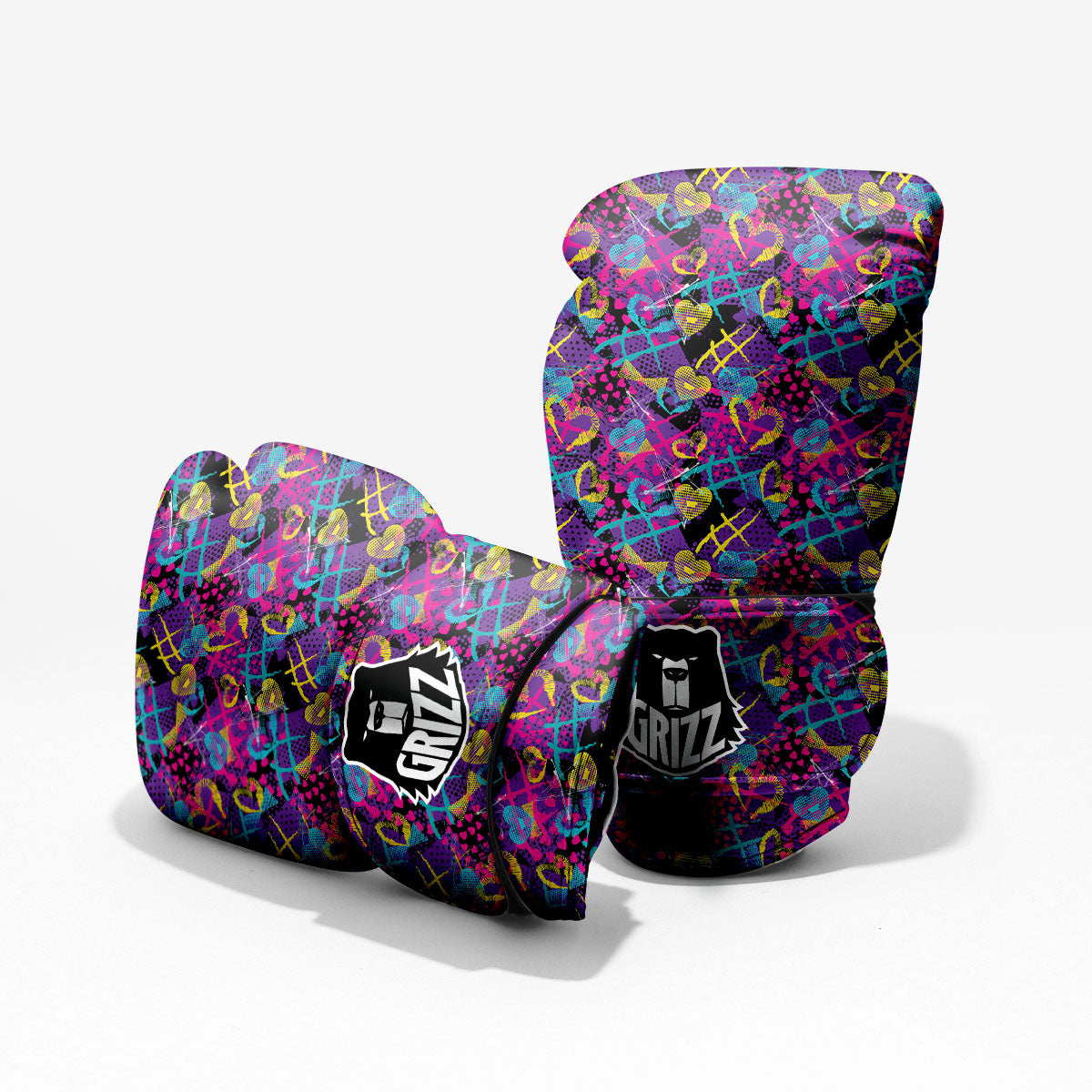 Hippie Graffiti Monochrome Print Pattern Boxing Gloves